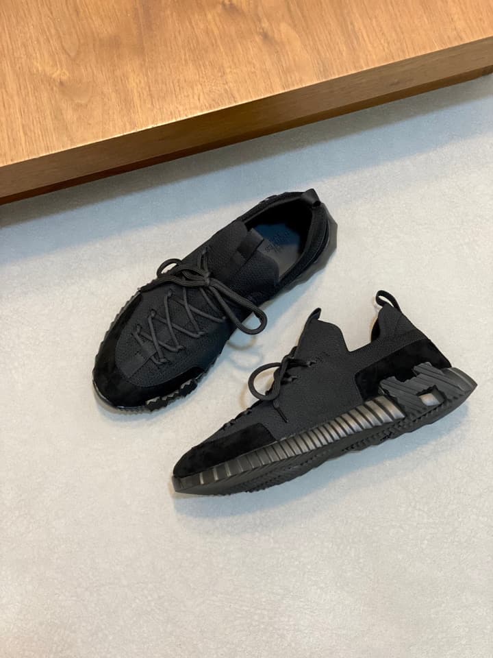 Hermès Suede and Denim Canvas Sneakers in Black And White