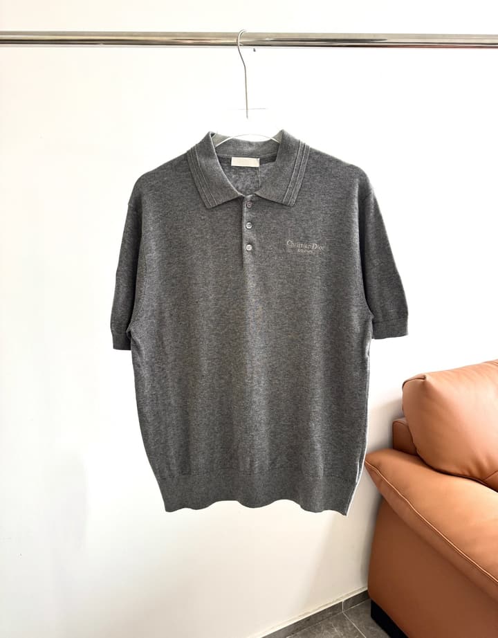 Dior Early Spring Mixed-Knit Polo Tee – 2025 in Black