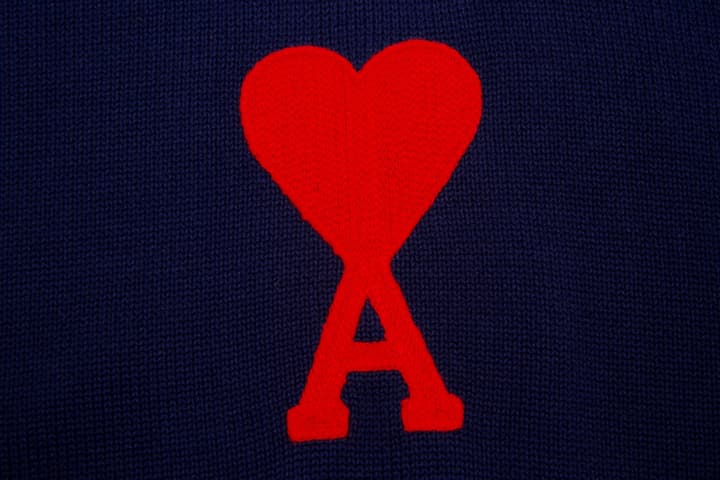 Ami Paris Classic Heart Embroidered Crewneck Sweater in Black