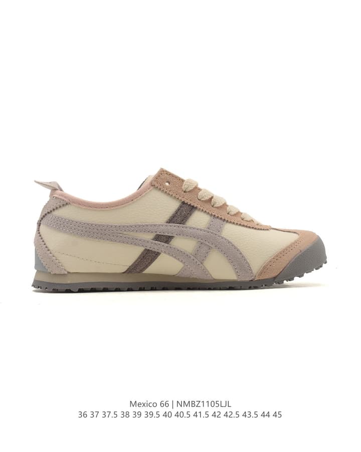 Onitsuka Tiger Mexico 66 Slip-On Sneakers in Cream Beige With Taupe Stripes