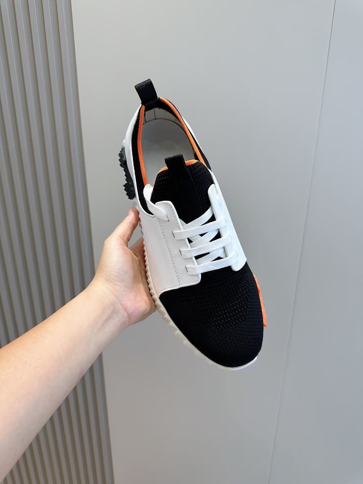 Hermès Bouncing Sneakers in Black And White Color Block