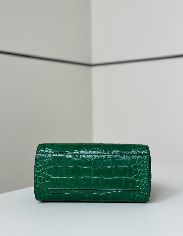 Fendi Peekaboo Embossed Crocodile Handbag in Classic Black Croc Embossed