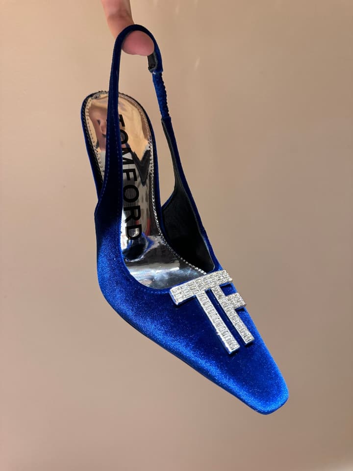 TOM FORD Padlock Velvet Crystal Heeled Sandals – Spring/Summer Collection – 24SS in Black Patent