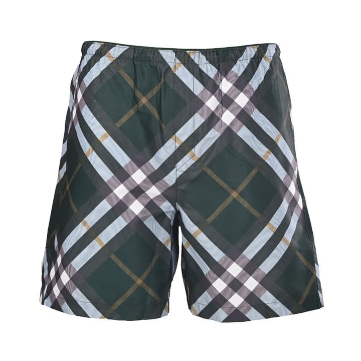 Burberry Check Mesh-Lined Swim Trunks in Green