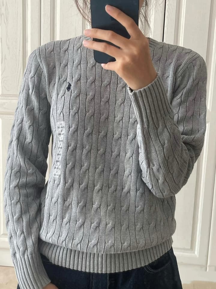 Ralph Lauren Cable Knit Crewneck Sweater in Black