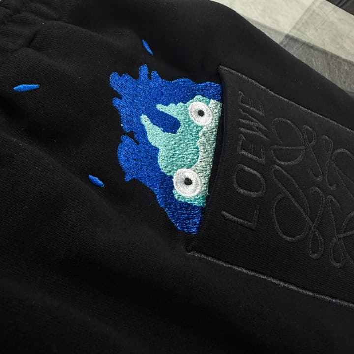 Loewe Classic Element Print Shorts – Spring/Summer Collection in Black With Blue Text