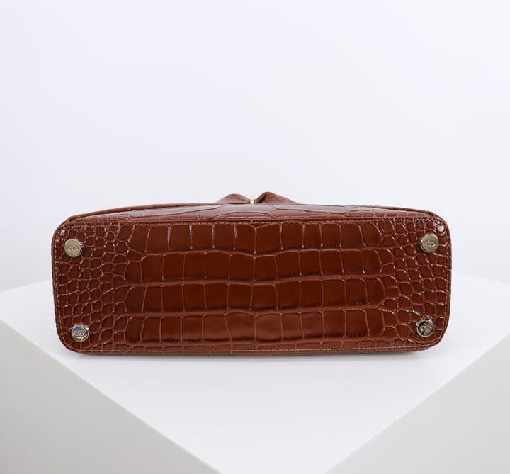 Dior Crocodile Embossed Bow Top Handle Bag – 2026SS in Black Crocodile Embossed