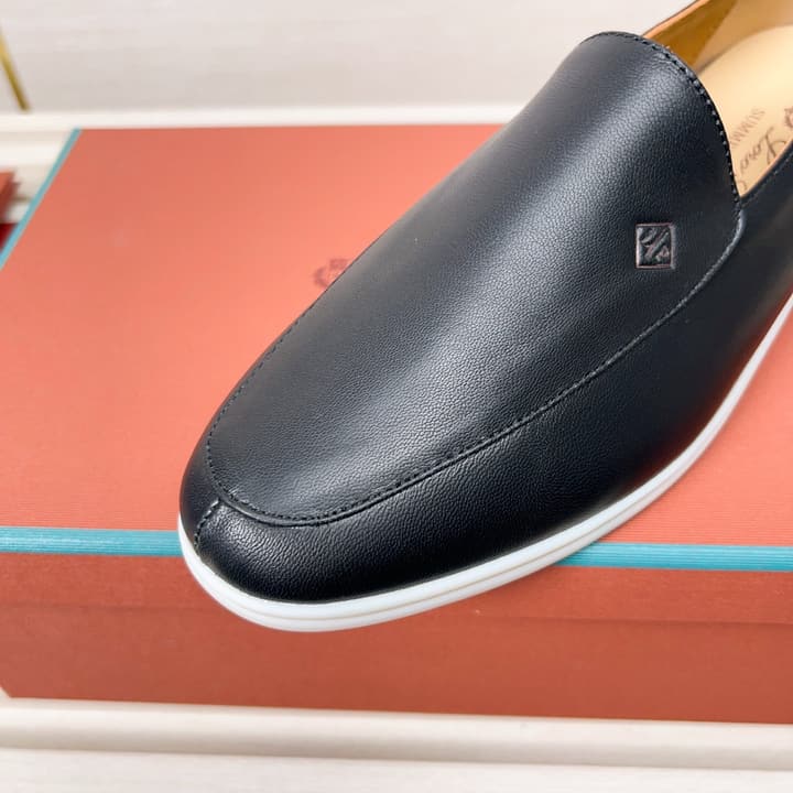Loro Piana Classic Nappa Moccasins in Dark Blue Loafer Close-up