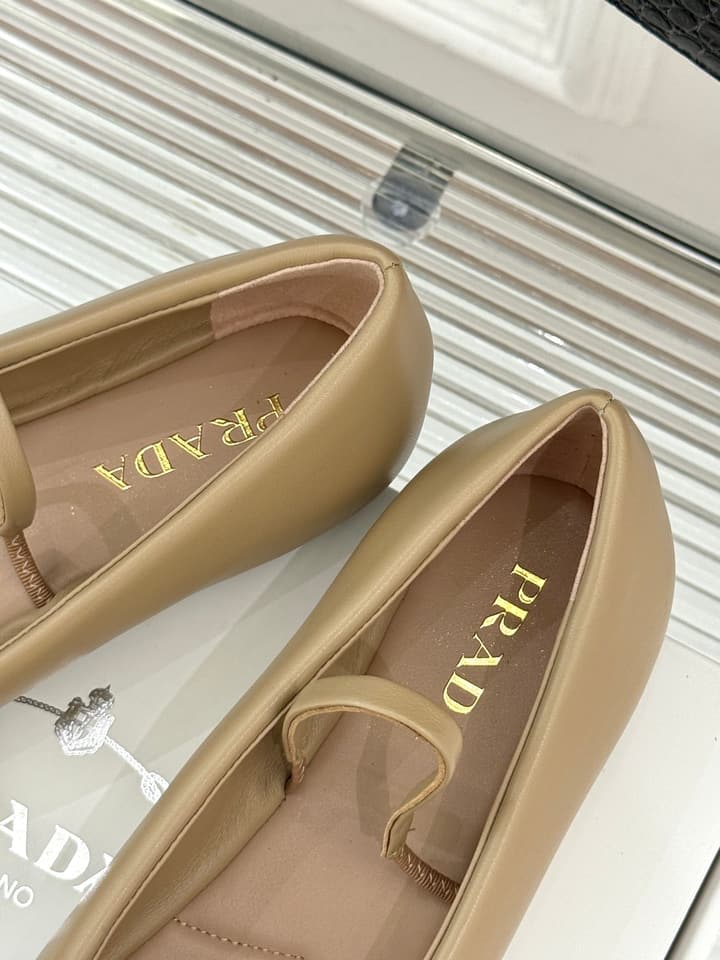 Prada Classic Mary Jane Flats in Cream