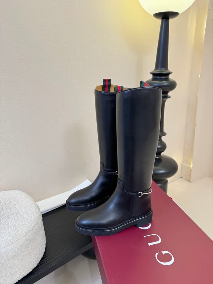 Gucci Runway Velvet Boots in Black Suede