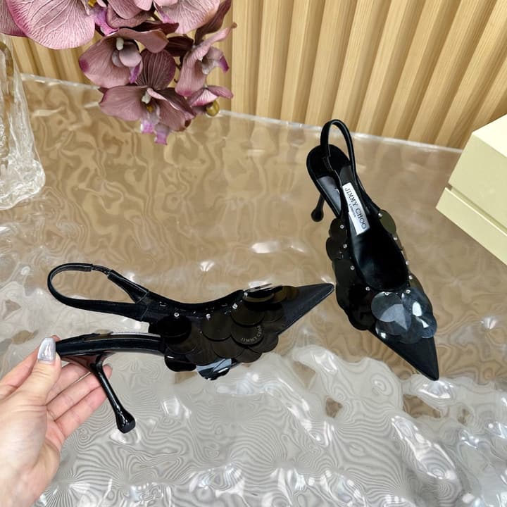 Jimmy Choo Sequined Evening Pumps – 2025SS in Patent Black