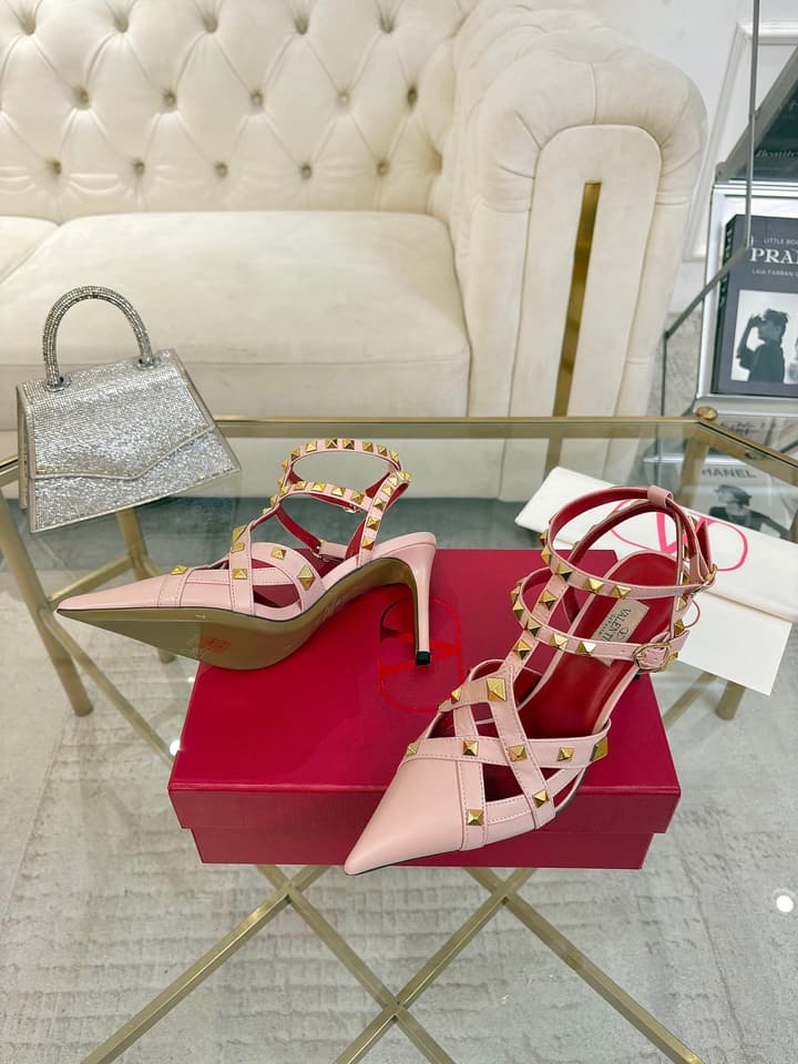 Valentino Studded Cut-Out High-Heeled Sandals – 26SS in Pink