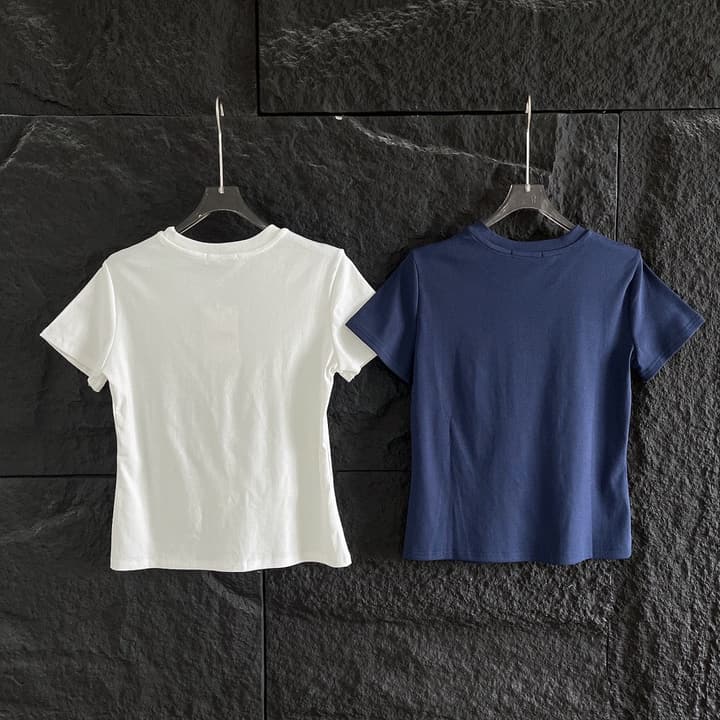 Valentino V-Logo Gold Thread Embroidery T-Shirt in Blue