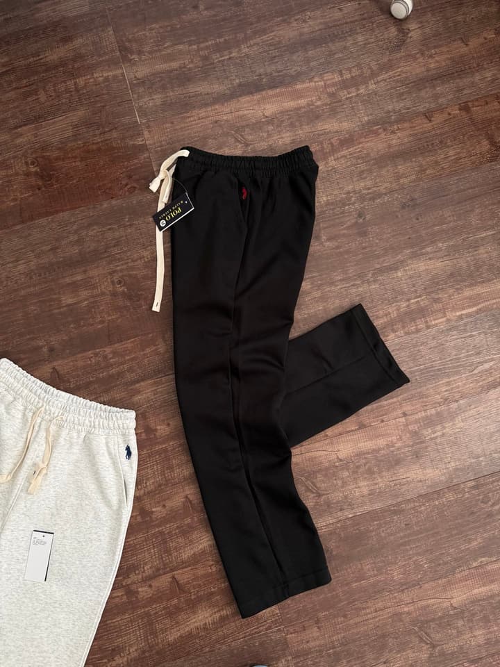 Ralph Lauren Cotton Loose Straight Sweatpants – 2025 Autumn Collection in Black