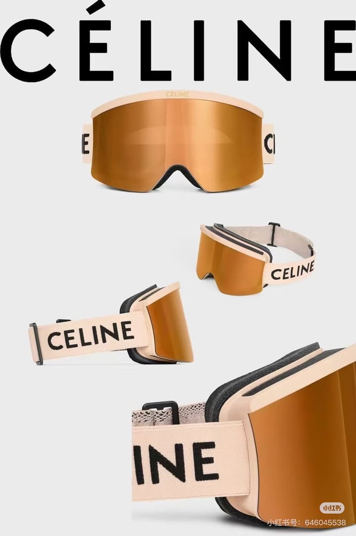 Celine Ski Goggles in Black Frame With Black Strap