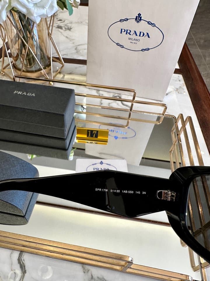 Prada Polarized Acetate Sunglasses in Glossy Black Frontal
