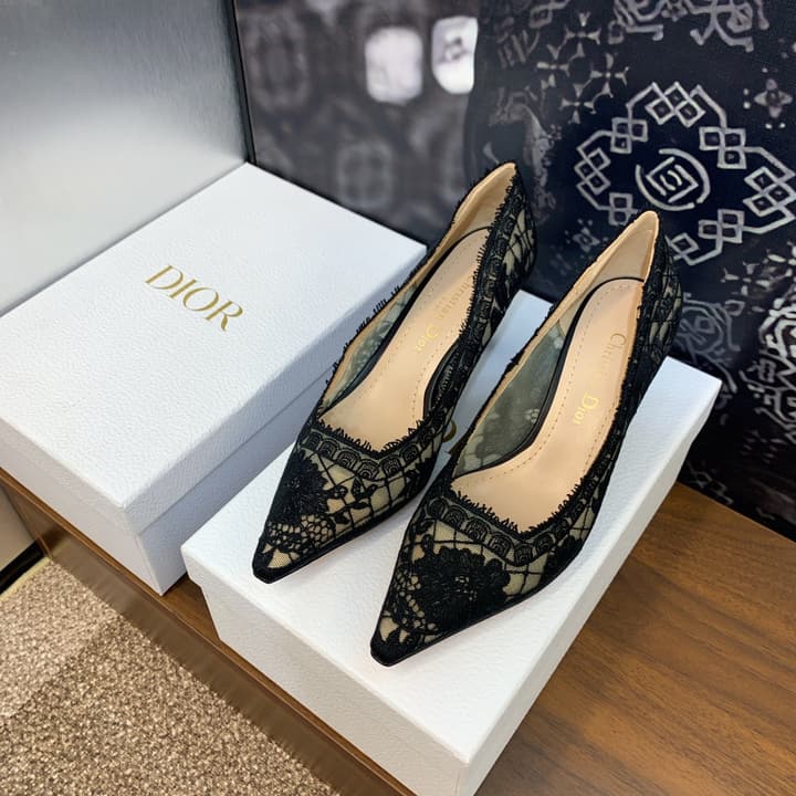 Dior CD Roses Jacquard Embroidery High-Heel Pumps – 2024 Spring/Summer Collection in Sleek Black Patent