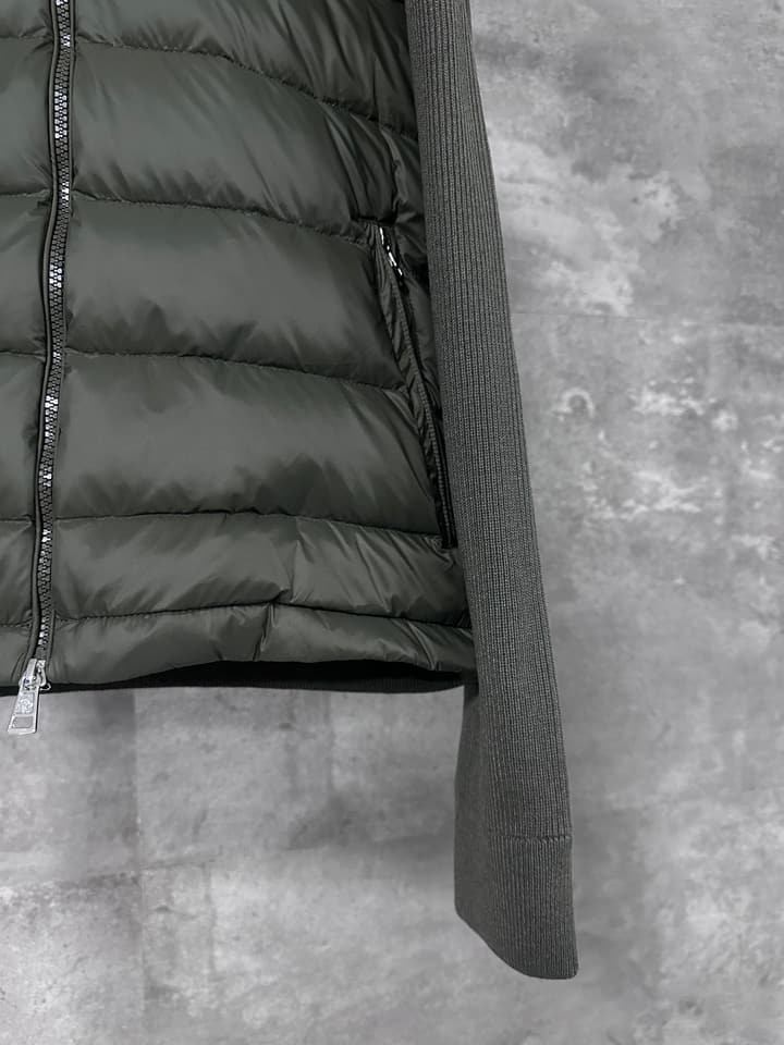 Moncler Hooded Wool Knit Spliced Down Jacket – Early Autumn Collection in Black