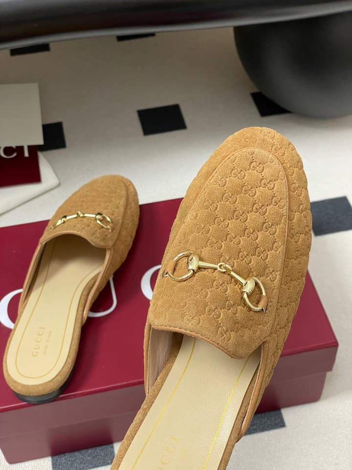 Gucci Princetown Double G Suede Mules – 2025 Fall Collection in Black Suede With Silver Hardware