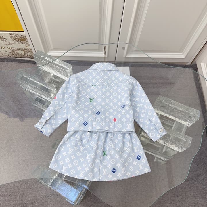 Louis Vuitton Sibling Matching Apparel Set – Kids Collection in Light Blue Denim Brother Set (shirt & Pants)