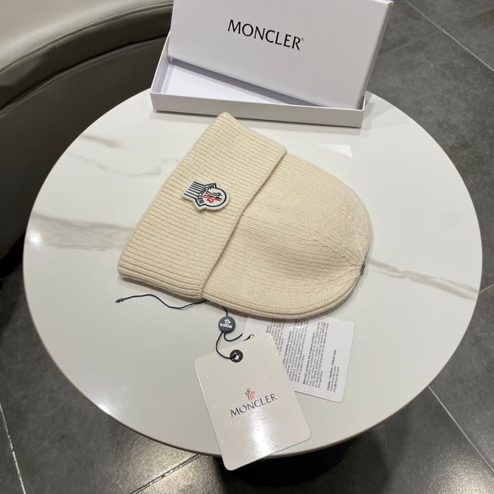 Moncler Knitted Beanie Hat in Classic Black