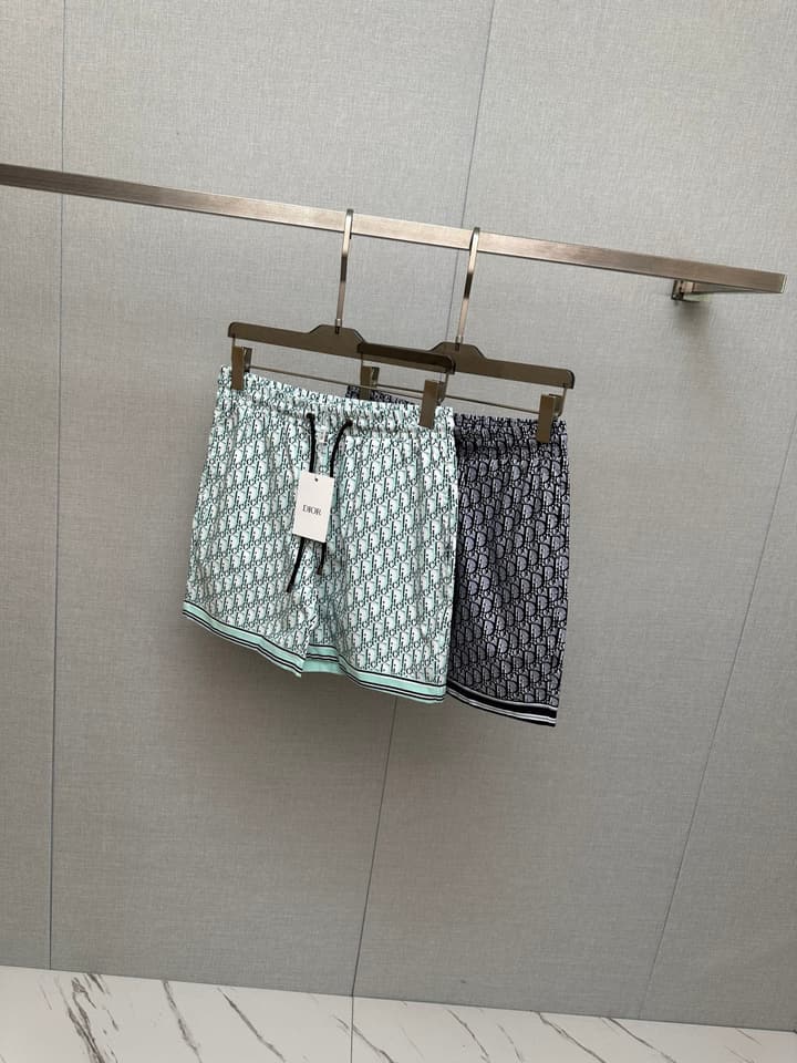 Dior Men's Casual Beach Shorts – 2025SS Collection in Black Dior Band Monogram