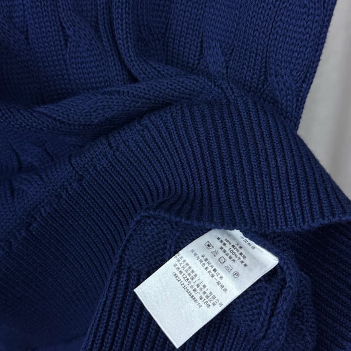 Ralph Lauren Classic Cable Knit Polo Sweater in Black