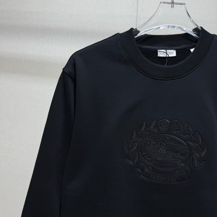 Burberry 24FW Embroidered Crewneck Sweatshirt in Classic Black