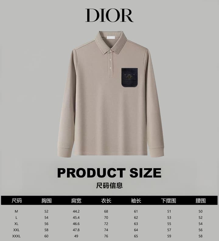 Dior Silk Long Sleeve Polo Shirt with Metal Patch in White With Solid Pocket
