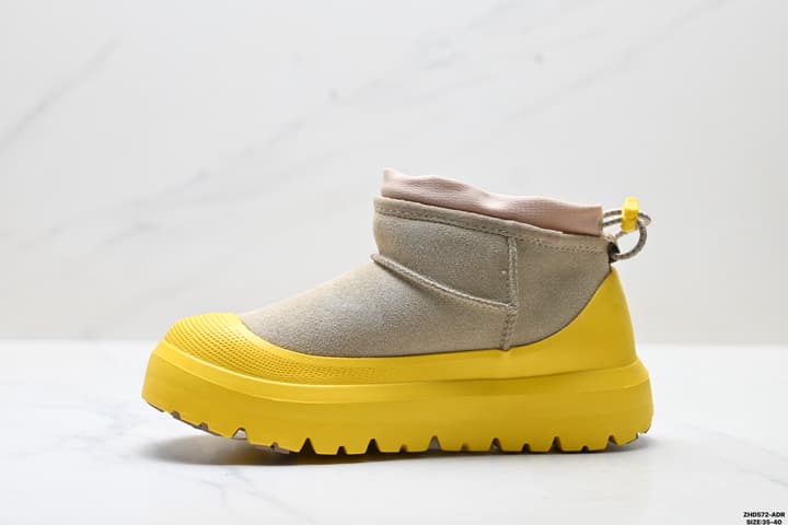 UGG Tasman Weather Hybrid Mid-Top Snow Boots in Tan Suede With Beige Sole