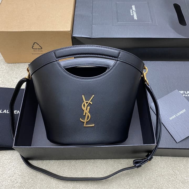 Saint Laurent Smooth Leather Basket Tote Bag