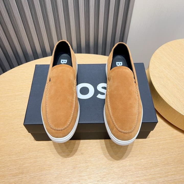 Boss Men's Luxury Leather Loafers in Black Leather