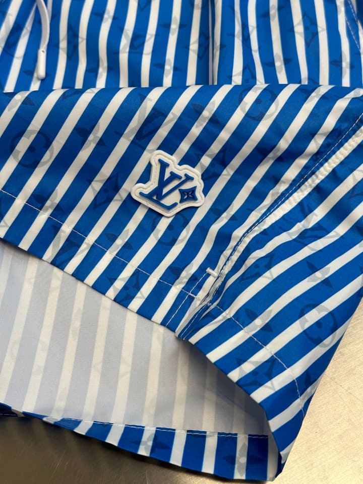 Louis Vuitton Striped Print Beach Shorts in Blue