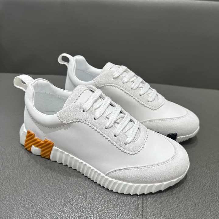 Hermès Bouncing Sneakers in Bright White With Orange H