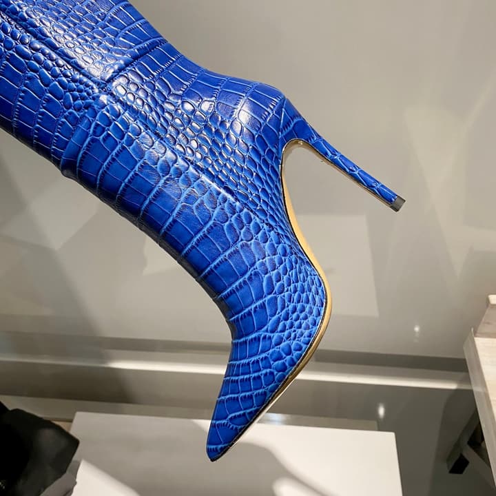Paris Texas Crocodile Embossed Knee-High Boots – 2022 FW in Black Croc Embossed