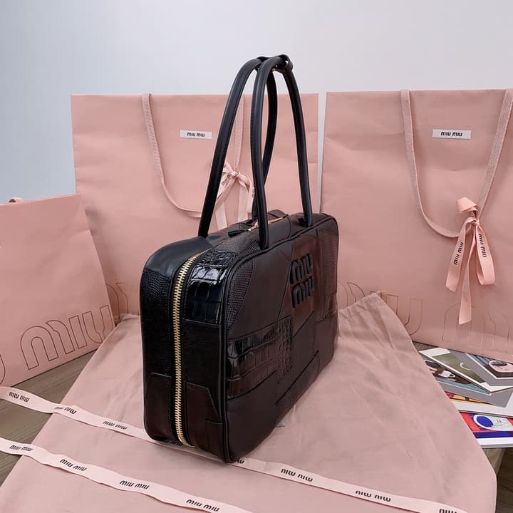 Miu Miu Patchwork Briefcase in Brown Patchwork