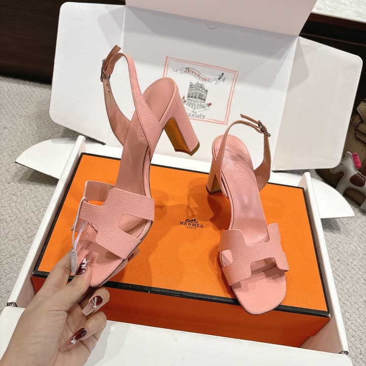 Hermès Eremite 80 Heeled Sandals in Blush Pink