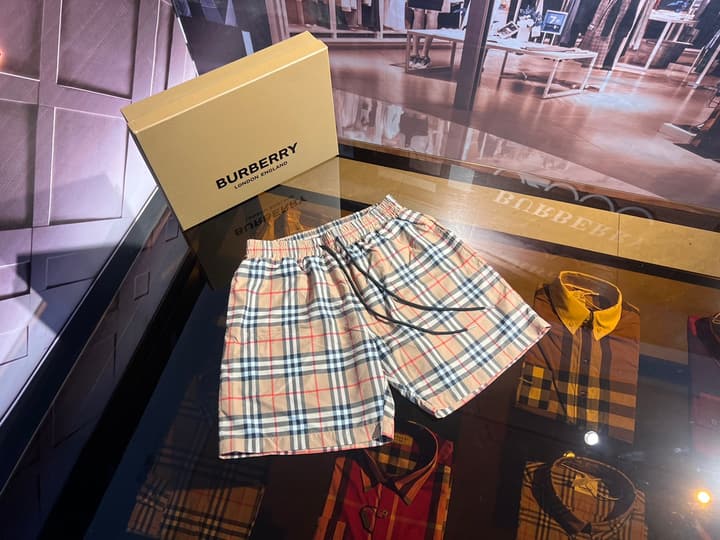 Burberry Vintage Check Swim Trunks in Beige