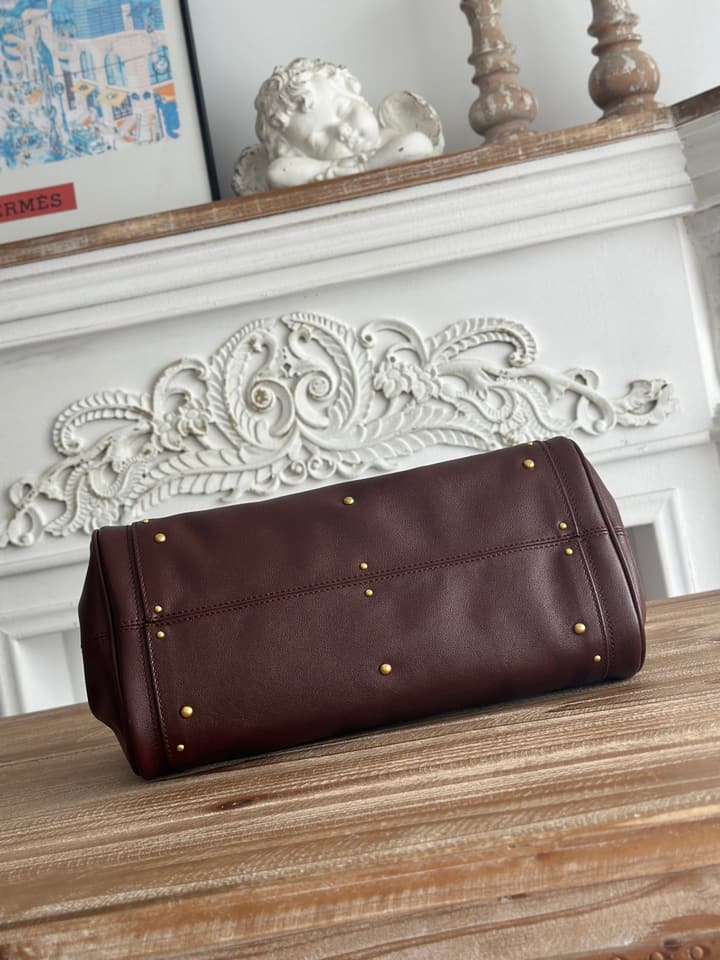 Chloé Paddington Padlock Satchel in Burgundy Leather
