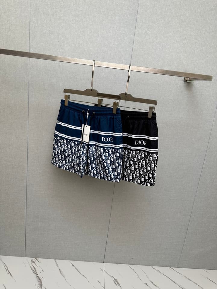 Dior Men's Casual Beach Shorts – 2025SS Collection in Black Dior Band Monogram