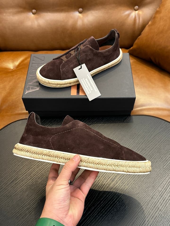 Ermenegildo Zegna Triple Stitch Low-Top Sneakers in Black Suede