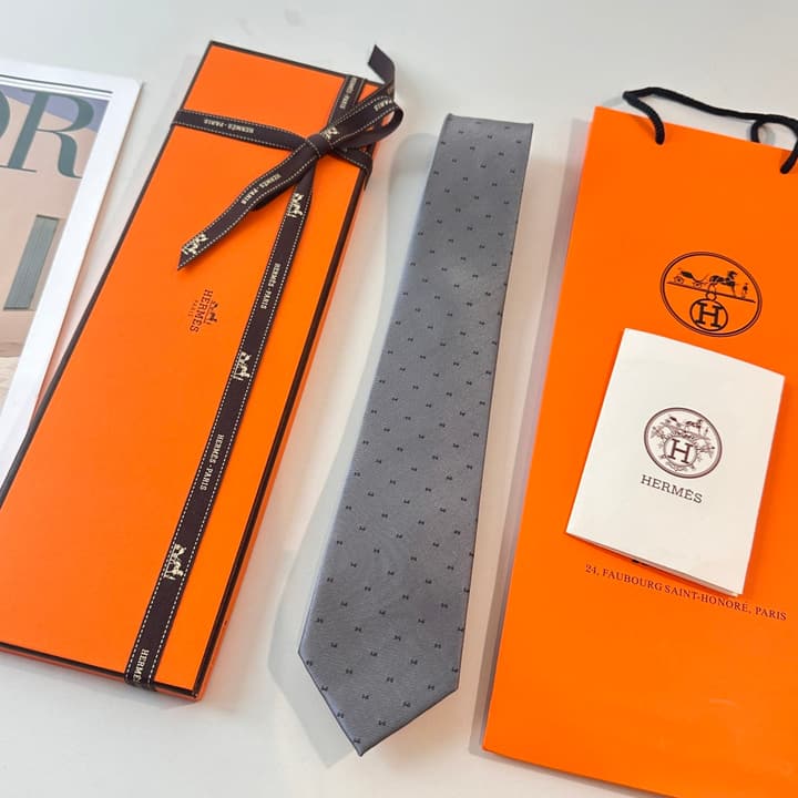 Hermès Men's Silk Tie in Burnt Orange Brown