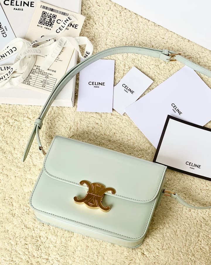 Celine Triomphe Box Calfskin Bag in Burnt Orange