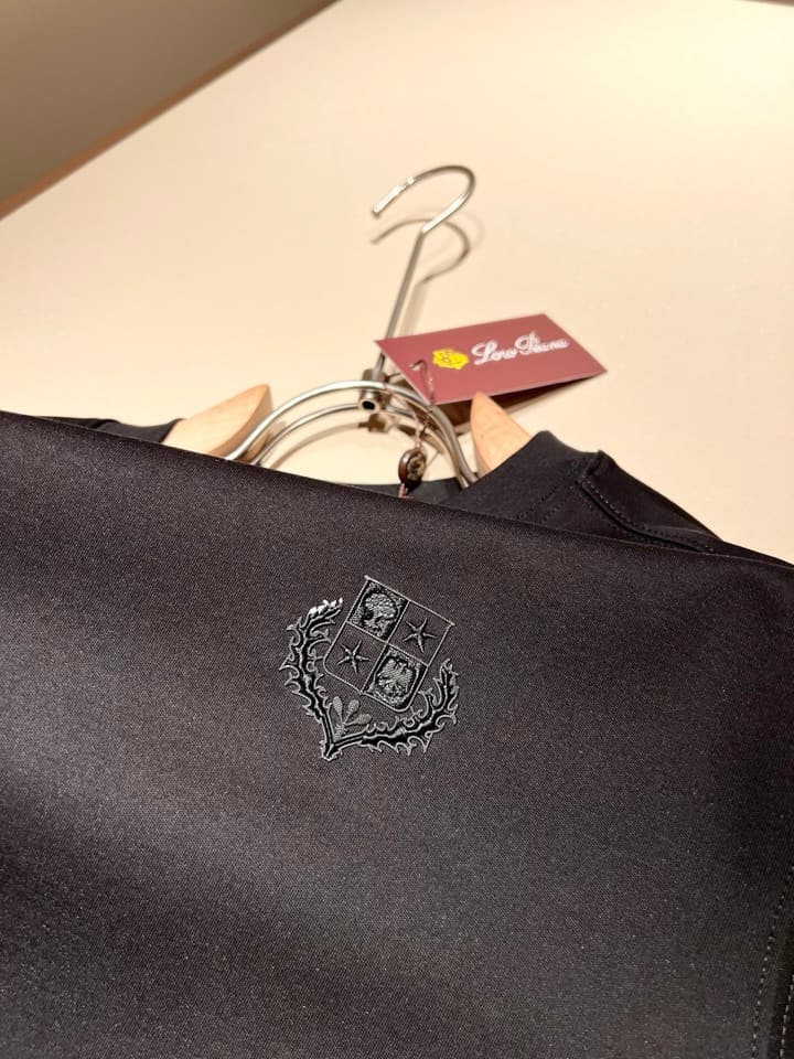 Loro Piana Men's Logo Rubberized Short Sleeve T-Shirt – Spring/Summer 2025 in Charcoal Gray