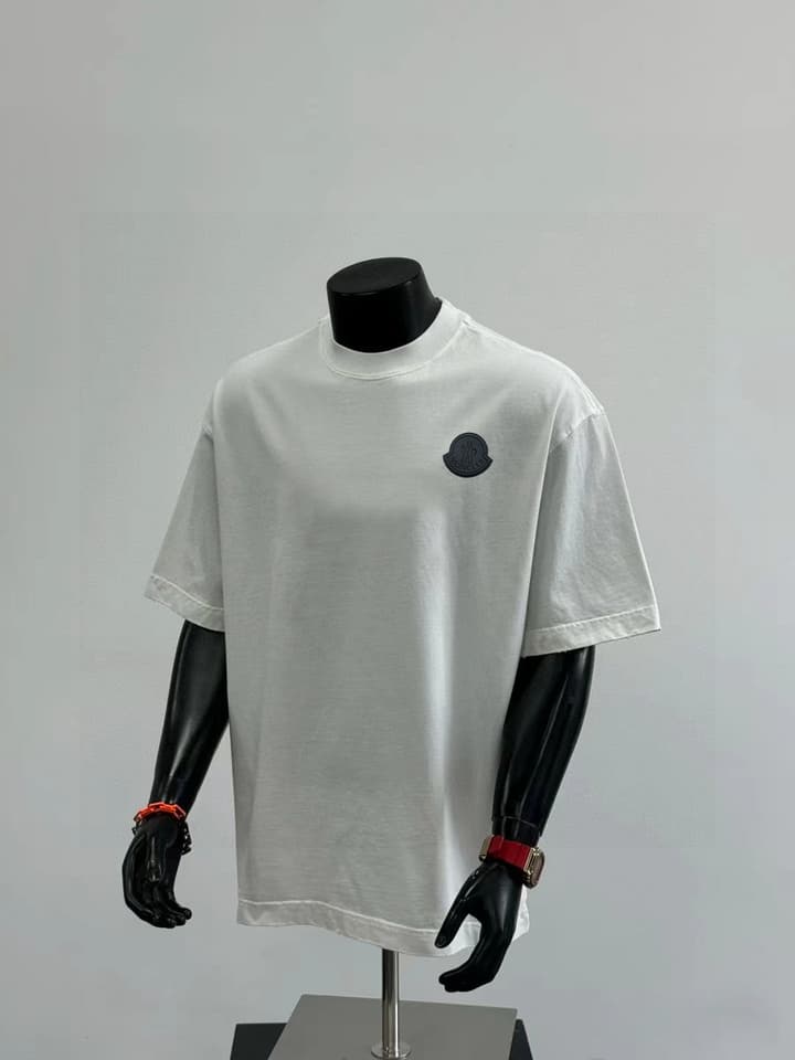 Moncler Leather Patch Heavyweight Cotton T-Shirt in Black