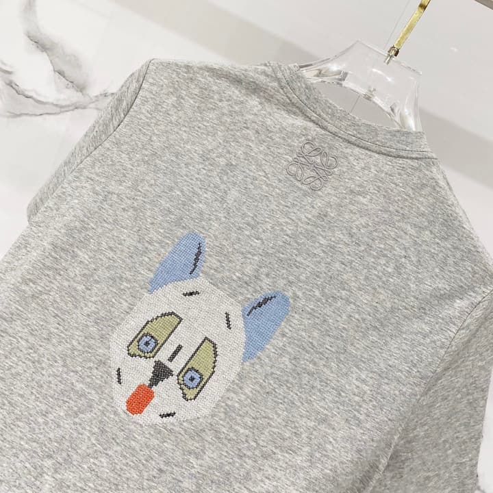 Loewe Cartoon Dog Embroidered T-Shirt in Black