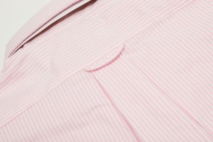 AMI Paris Small Heart Embroidered Striped Long Sleeve Shirt in Blue Stripe