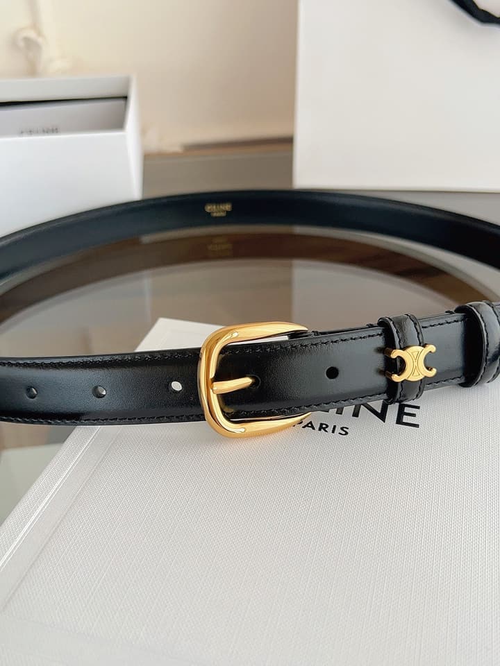 Celine Vivienne Taurillon 25mm Belt in Black Taurillon Leather