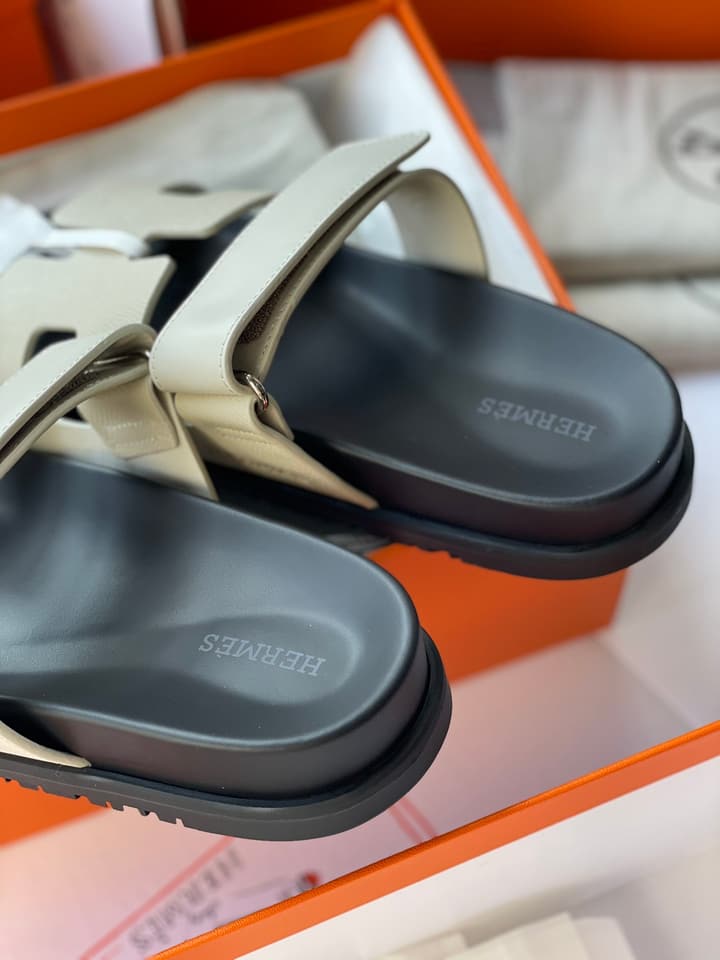 Hermès Chypre Unisex Slides in Beige
