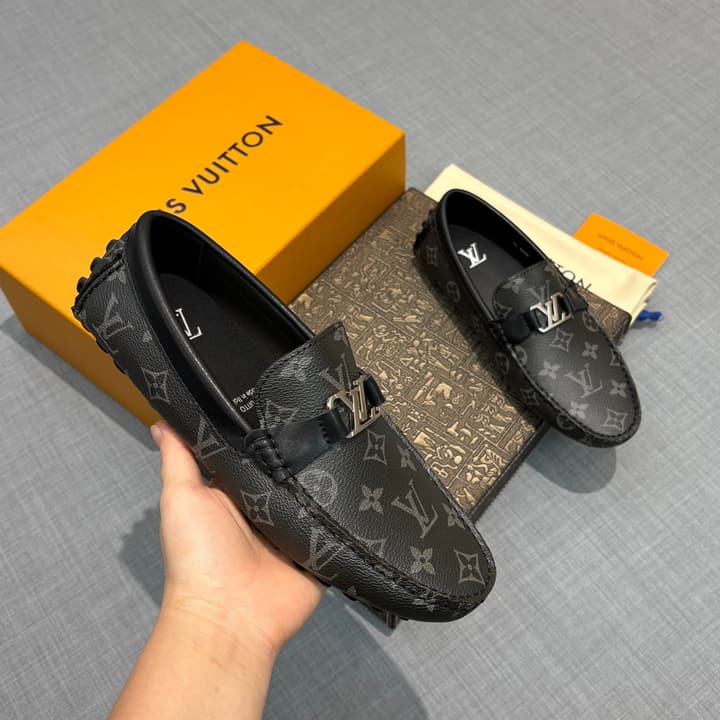 Louis Vuitton Men's Monogram Driving Shoes in Black